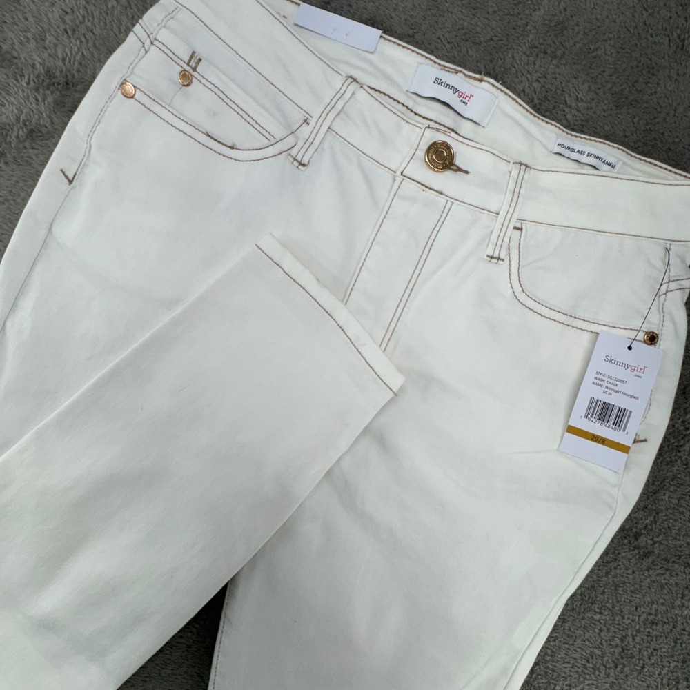 Skinnygirl Women's Hourglass Skinny Ankle Jeans Chalk White Size‎ 29x8
